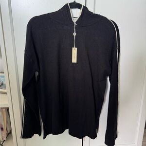 NWT Max Studio Lightweight Black Sweater with White Stripe